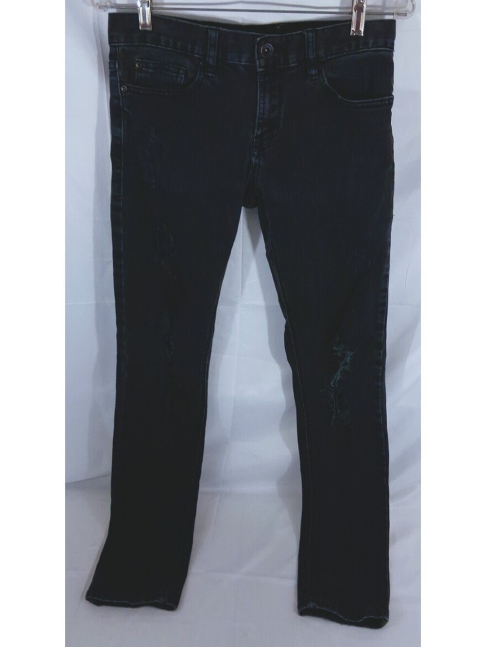 XXX Rude Supper Skinny Black DESTRESSED Jeans Womens  Waist 30" Inseam 32"